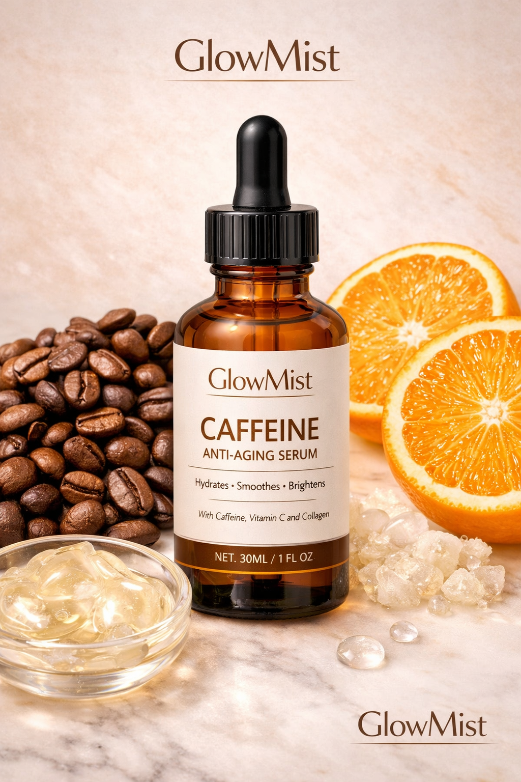 GlowMist Caffeine Anti‑Aging Serum – 30 ml
