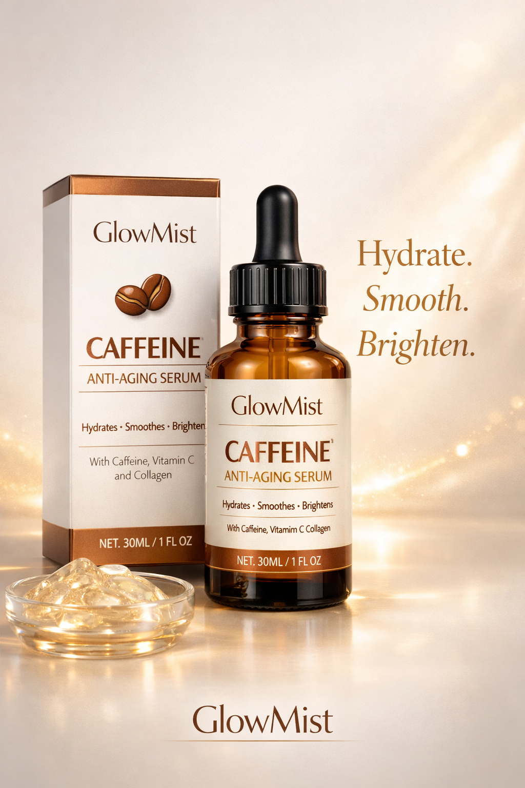 GlowMist Caffeine Anti‑Aging Serum – 30 ml